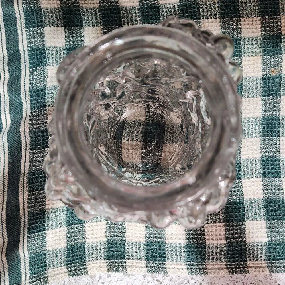 Antique Goofus Glass Raised Grapes Embossed Pressed Vase 7.5 Inch EAPG